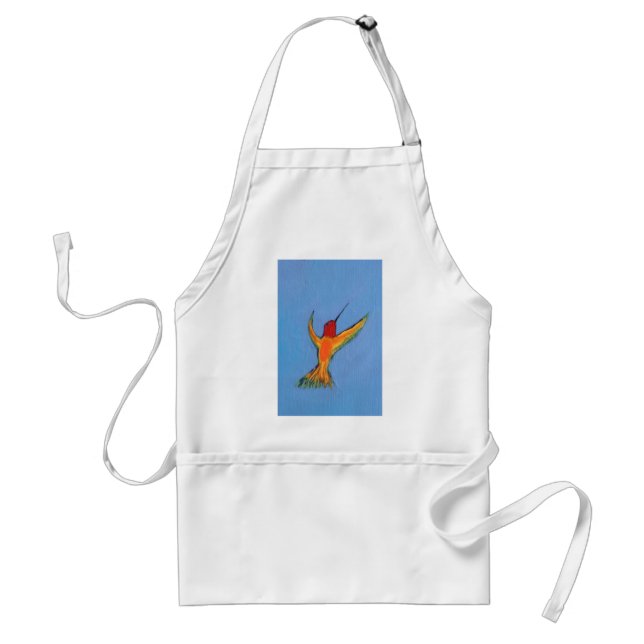 Hummingbird on blue standard apron (Front)