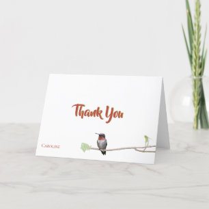 Hummingbird on Branch, Personalised Thank You Note