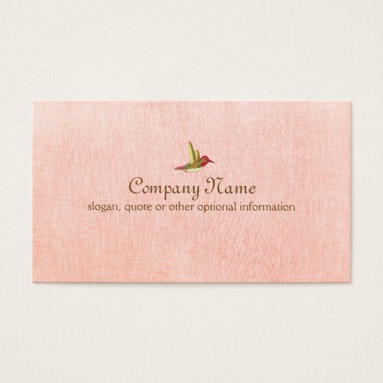 Hummingbird on Faux Pink Linen Business Card