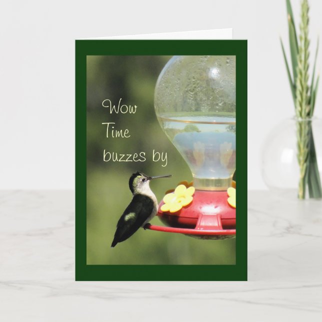 Hummingbird on Feeder 2596-customise any occasion Card (Front)