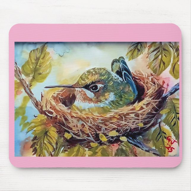 Hummingbird on Nest Mouse Mat (Front)