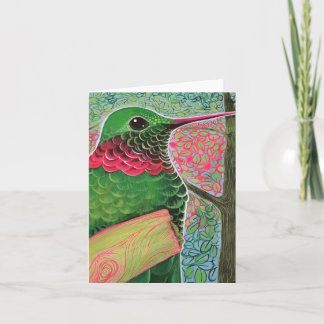 Hummingbird on yellow branch card