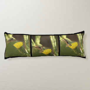 Hummingbird On Yellow Cactus Blossom Triptych Body Cushion