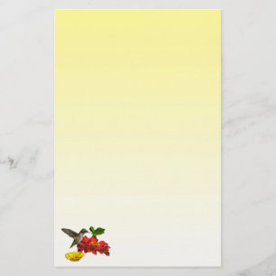 Hummingbird on Zinnia Stationery
