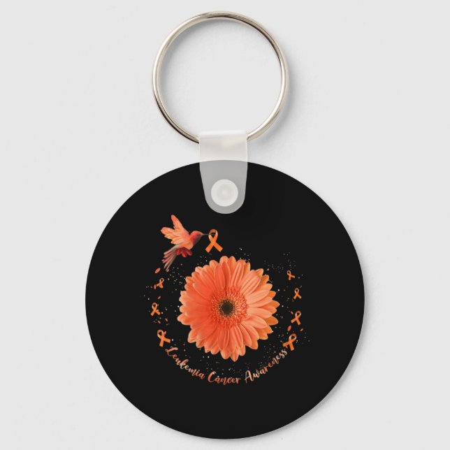 Hummingbird Orange Sunflower Leukaemia Cancer Awar Key Ring (Front)