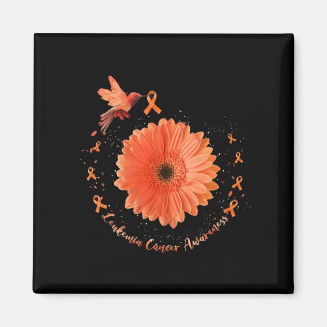 Hummingbird Orange Sunflower Leukaemia Cancer Awar Magnet (Front)