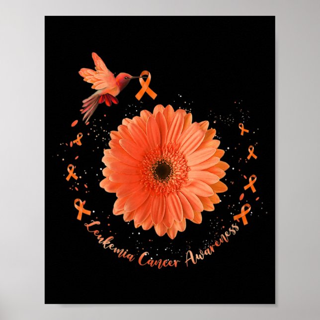 Hummingbird Orange Sunflower Leukaemia Cancer Awar Poster (Front)