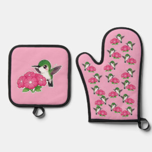 Hummingbird oven mitt & pot holder set