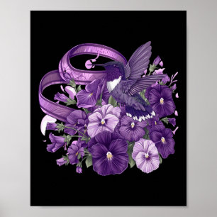 Hummingbird Pansy Floral Purple Ribbon Heimerheime Poster