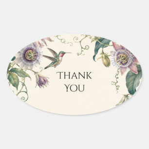 Hummingbird Passion Flower Thank You Sticker