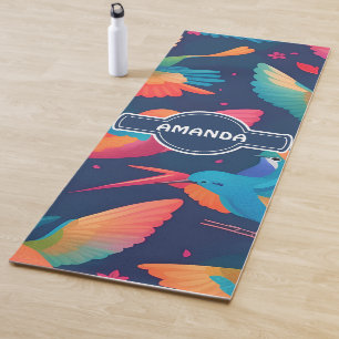 Hummingbird Pastel Colourful Personalised Pattern Yoga Mat