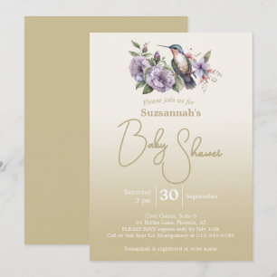 Hummingbird Pastel Green Ombre Baby Shower  Invitation