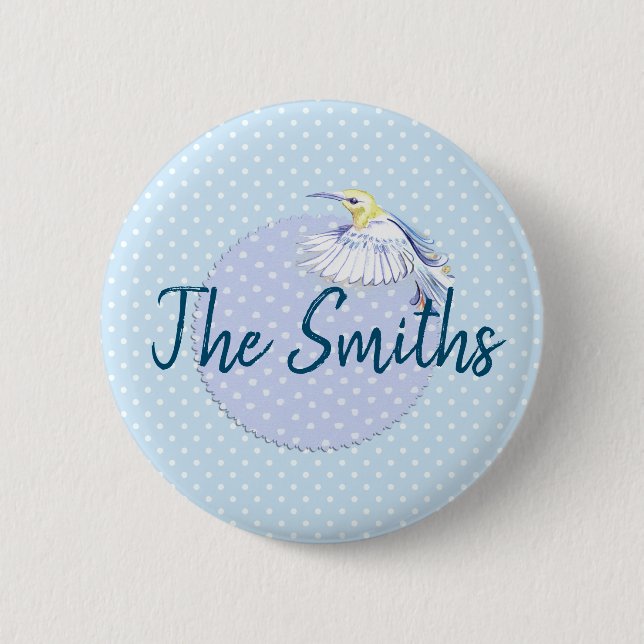 Hummingbird Patch over Polka Dots 6 Cm Round Badge (Front)
