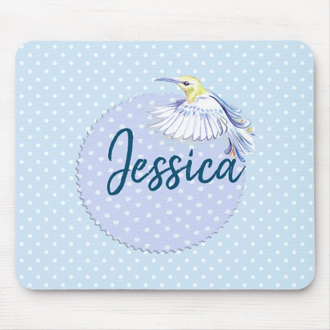 Hummingbird Patch over Polka Dots Mouse Mat (Front)