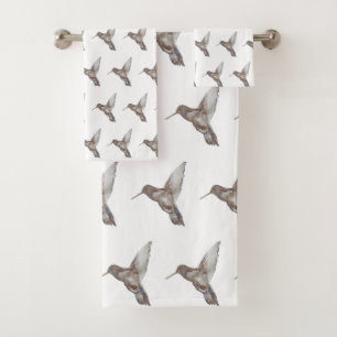 Hummingbird Pattern Bath Towel Set