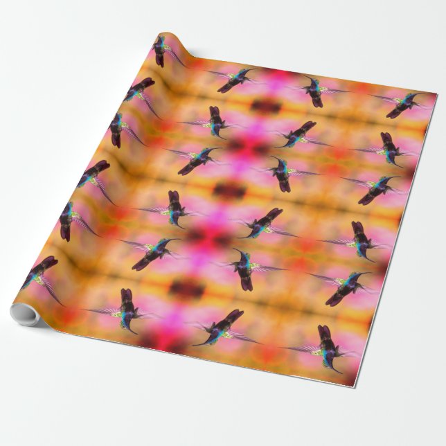 Hummingbird pattern wrapping paper (Unrolled)