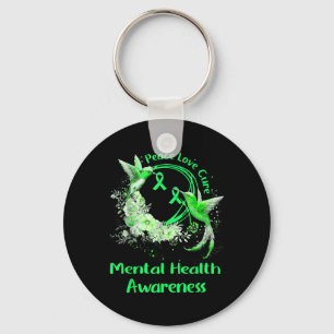 Hummingbird Peace Love Cure Mental Health Awarenes Key Ring