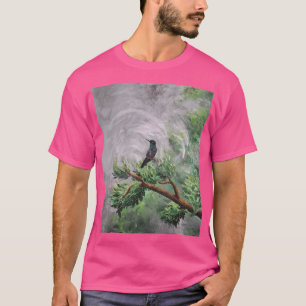 Hummingbird Perched on Leafy Branch T-Shirt