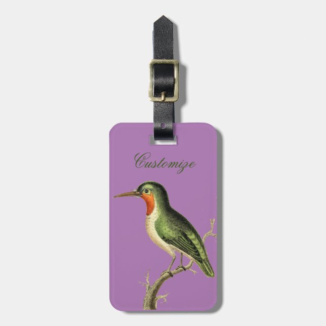 Hummingbird Perched Thunder_Cove Luggage Tag (Front Vertical)