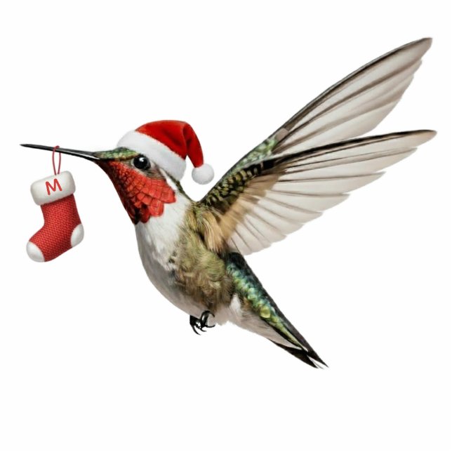 Hummingbird Personal Monogram Christmas Ornament Photo Sculpture Decoration (Front)
