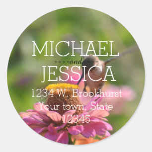 Hummingbird Personalised address Classic Round Sticker