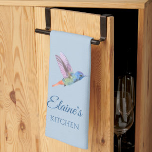 Hummingbird Personalised Blue Kitchen Towel
