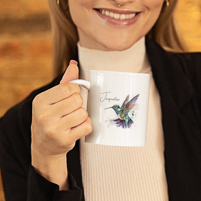 Hummingbird Personalised Motivational Watercolor Coffee Mug (Creator Uploaded)