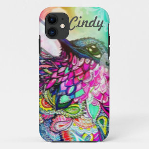 Hummingbird Personalised Zen Tangle Art iPhone 11 Case
