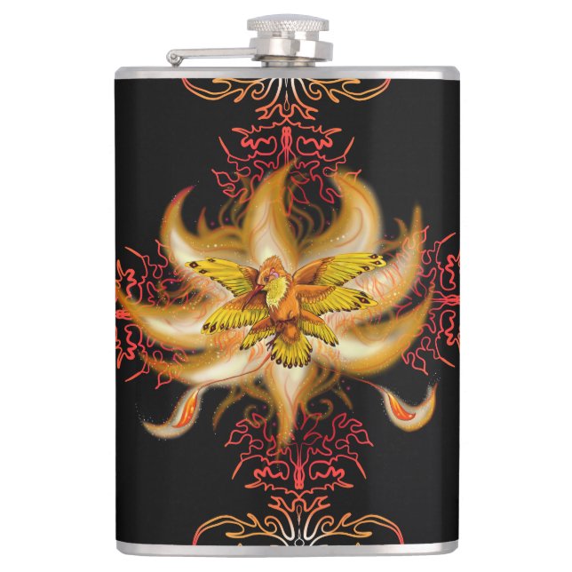Hummingbird Pheonix Hip Flask (Front)