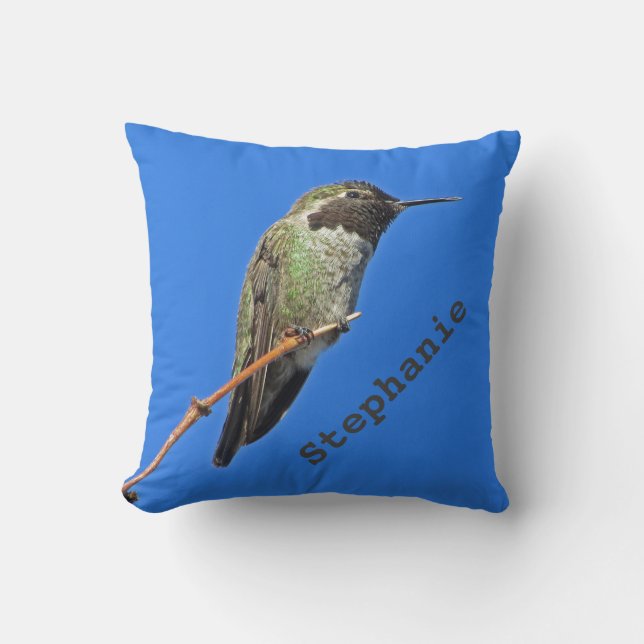 Hummingbird Photo Bright Blue Sky Small Bird Cushion (Front)
