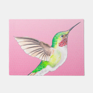 Hummingbird Pink Stained Glass Doormat