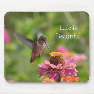Hummingbird Pink Zinnia Flowers (photo by me) Mouse Mat