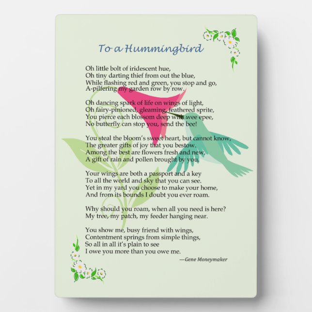 Hummingbird Plaque (Front)