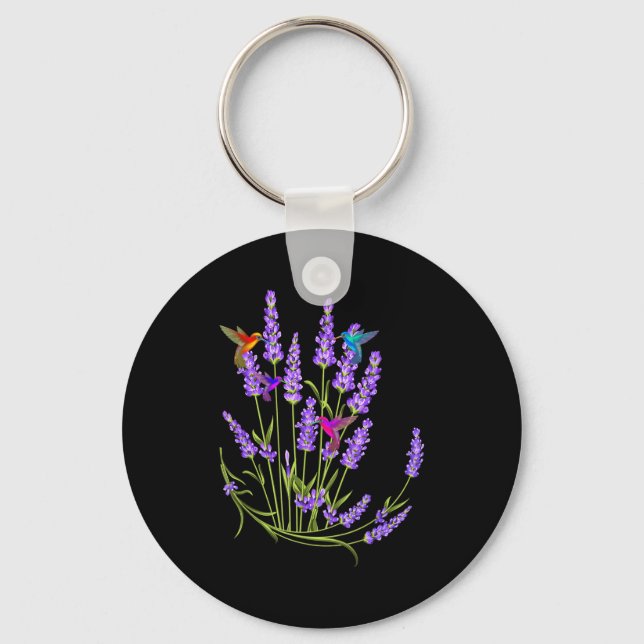 Hummingbird Playing With Flowers Funny Humming Bir Key Ring (Front)