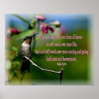 Hummingbird Psalm 121:7-8 Poster