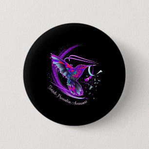 Hummingbird Purple Blue Ribbon Suicide Prevention 6 Cm Round Badge