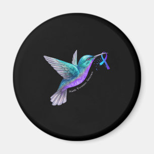Hummingbird Purple Blue Ribbon Suicide Prevention Magnet