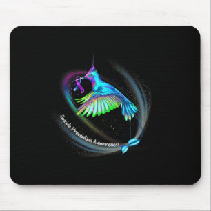 Hummingbird Purple Blue Ribbon Suicide Prevention  Mouse Mat