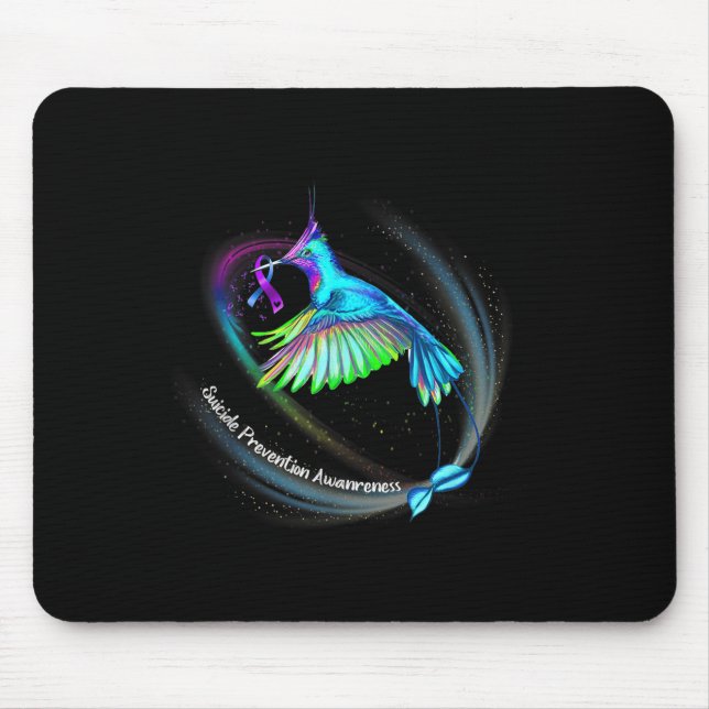 Hummingbird Purple Blue Ribbon Suicide Prevention  Mouse Mat (Front)
