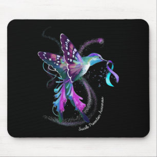 Hummingbird Purple Blue Ribbon Suicide Prevention  Mouse Mat