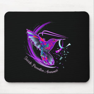 Hummingbird Purple Blue Ribbon Suicide Prevention  Mouse Mat