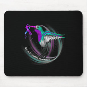 Hummingbird Purple Blue Ribbon Suicide Prevention  Mouse Mat