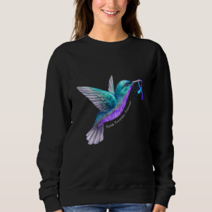 Hummingbird Purple Blue Ribbon Suicide Prevention Sweatshirt