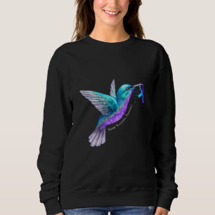Hummingbird Purple Blue Ribbon Suicide Prevention Sweatshirt
