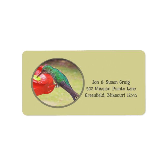 HUMMINGBIRD ( PURPLE SABREWING ) AT FEEDER ADDRESS LABEL (Front)