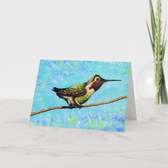 Hummingbird Ready to Fly Painting Card (Front)