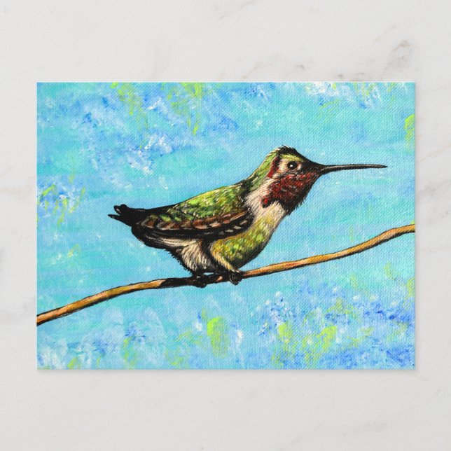 Hummingbird Ready to Fly Painting Postcard (Front)