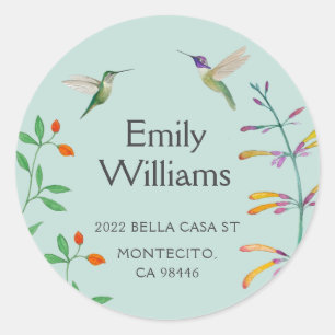 Hummingbird return address classic round sticker