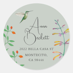 Hummingbird return address classic round sticker