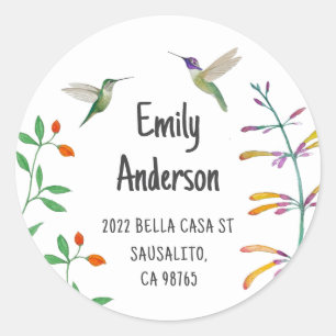 Hummingbird return address classic round sticker